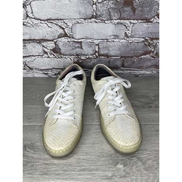 Massimo Dutti White Leather Snake Skin Embossed Trainers Shoes Women Sz 39EU/8.5 - Picture 2 of 16